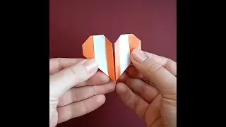 Полосатое сердечко оригами 💗 Очень простая валентинка из бумаги #Shorts Origami Heart