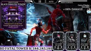 KW Skarlet Krimson shield🔥| Fatal Black Dragon Tower Battle 184, 185 & 189 Gameplay MK Mobile