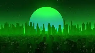 Screensaver Sinth City Green - Looped Animation Background