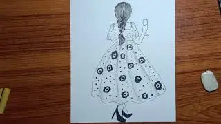 How to Draw a beautiful lady drawing Wearing Farak and Heal shoes