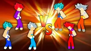 Stickman Warriors Fight 3×3    Vegeta God Vegeta Blue Vegeta Ultra vs Goku God Goku Blue Goku Ultra