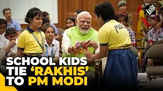 PM Narendra Modi celebrates Raksha Bandhan with school kids