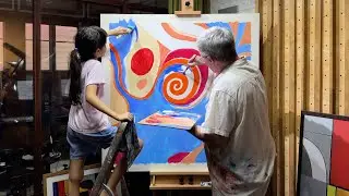 Homeschool Abstract Art  - Gershwin Prelude No.1 - Emilie & Dad