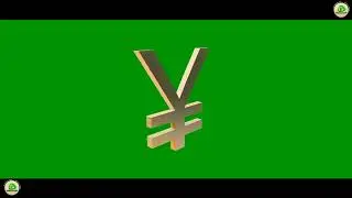 Yen Sign Rotating on Green Screen