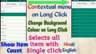 Hindi | how to create a Contextual menu | Contextual menu with list view