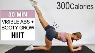 30 Min Visible Abs + Butt Lift HIIT |Lose Belly Fat and Shape your Glutes, Burn 300 Cal,No Equipment