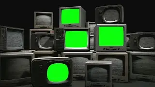 Old TV turning on Green Screen Stock Footage HD | Chroma Key Effects