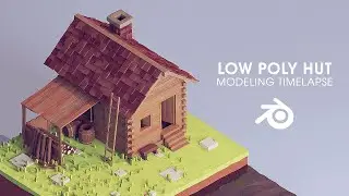 Low Poly Hut in Blender - 3D modeling Timelapse