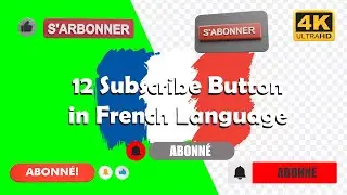 12 Youtube Subscribe Button In French Language - Green Screen Template | Easy to use | No Copyright