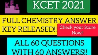 KCET 2021 CHEMISTRY ANSWER KEY | QUESTIONS WITH ANSWERS || KCET 2021 CHEMISTRY SOLUTIONS | KCET 2021