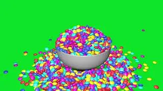 Colorful Gems Chocolate Buttons Falling on Bowl Green Screen and Black Screen Video Effects HD