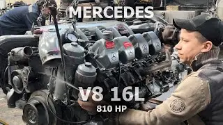 V8 16L. 810 L/S. ASSEMBLY AND STARTING THE ENGINE. Overhaul of Mercedes Actros