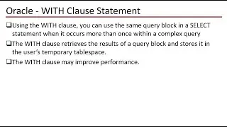 Oracle With clause | Oracle SQL WITH Clause | How to write Oracle SQL Queries using WITH Clause