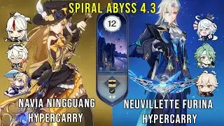 C0 Navia Hypercarry and C0 Neuvillette Hypercarry - Genshin Impact Abyss 4.3 - Floor 12 9 Stars