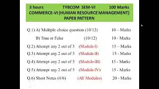 TYBCOM SEM-VI HRM - Syllabus and Paper Pattern