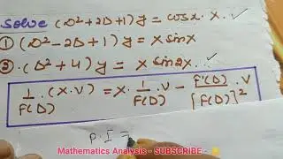 7 Particular Integral of a differential equation | Cf and pi problems | Particular Integral problems