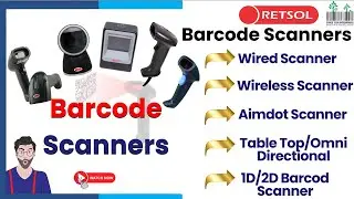 Barcode Scanner Retsol Full Knowledge Wire Wireless 1D & 2D QR Code TableTop Omni Barcode Scanners