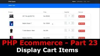 PHP Ecom Part 23: How to Display Cart items in PHP MySQL | Shopping Cart in PHP