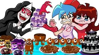 CHOCOLATE vs SPOOKY Food Challenge (Bf X Gf X Valak) | Friday Night Funkin' Animation Mukbang