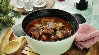 Pork Shoulder & Mushrooms Red Wine Stew