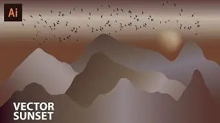 How to Create Golden Mountain Vector Illustration in 5 Minutes - Flat Design Illustrator Tutorial