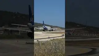 SAS A320Neo insane Jetblast departure from Skiathos! #aviation #plane #SAS #a320 #neo #skiathos