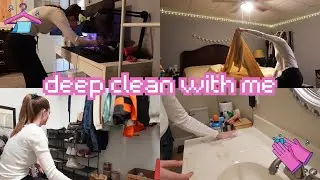 deep clean my room/bathroom with me (cleaning, organizing, decluttering, washing sheets)