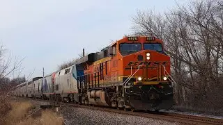 BNSF Rescue Locomotive! BNSF 6978 Leads Amtrak #8 Near Doylestown, WI CPKC Watertown Sub