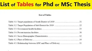 How to make table captions and a list of tables in word