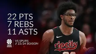 Scoot Henderson 22 pts 7 rebs 11 asts vs Spurs 23/24 season