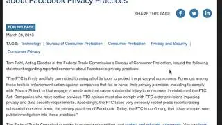 FTC Issues Statement on Facebook Privacy 