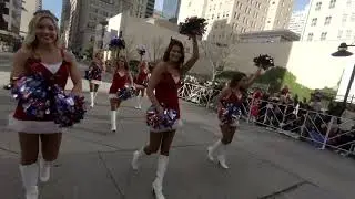 Girls Squad Cheerleading Baton Twirling on UK Street Parade Time / WITHOUT COPYRIGHT FOOTAGE