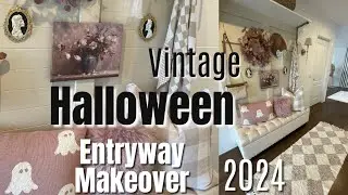 SPOOKY VINTAGE HALLOWEEN ENTRYWAY MAKEOVER 2024 | DIY ENTRYWAY AND DECORATING IDEAS FOR HALLOWEEN