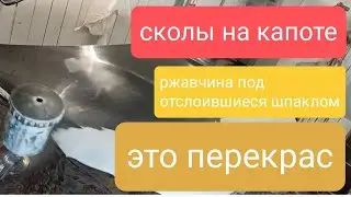 Капот в сколах , ржа под отслоившимся шпаклом.