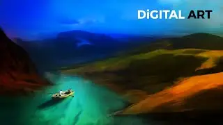Landscape digital art from photograph | Landscape digital paint with the smudge tool