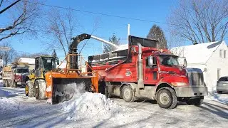 4K Sunny Snow Removal in Montreal Canada - Winter 2021 
