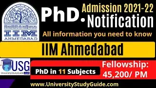 Phd Admission 2021 | IIM Ahmedabad PhD admission 2021-22