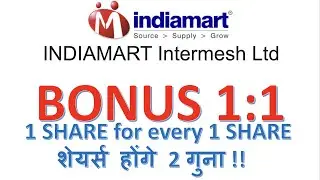 INDIAMART Intermesh  Bonus share 1:1 | BONUS SHARE | Share will trade at 50 % Discount from 21st Jun