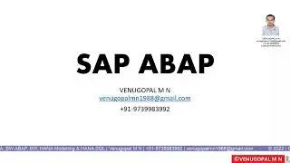 LIVE Sesssion: iLeanrSAPwithVENU Kannada - 1. ABAP Fundamentals - Part 1 in KANNADA Language