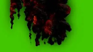 Green Screen | Chroma Key | the meteorite falls to the ground and burns emitting black smoke | 4K HD