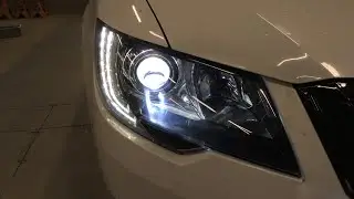 Skoda Superb II рестайлинг - замена линз, диодные линзы Expression