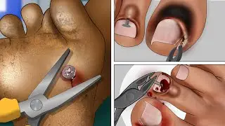 ASMR Animation Screw nail removal | Toenail Treatment