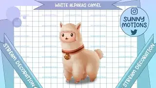 Cute Aesthetic White Alpakas Camel Stream Decoration, Peach Llama, Sheep Game Room Twitch Overlay