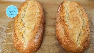 The bread is a city loaf made with yeast. Crispy on the outside and soft on the inside.