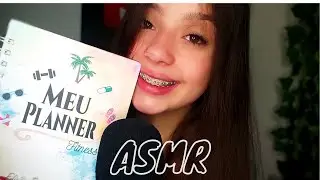 ASMR MEU PLANNER FITNESS ( TAPPING / SUSSURROS / SOM DE CHUVA ) Luiza Aro