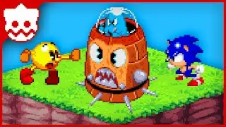 Sonic and Pacman vs Ghosts in Pixel isometric world (Spritars Animations)