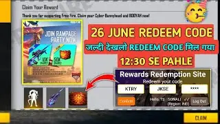 FREE FIRE 26 JUNE AUG SKIN AND GLOO WALL SKIN REDEEM CODE | FREE FIRE 26 JUNE REDEEM CODE | FREEFIRE