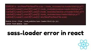 How to Fix sass-loader Error in React || Importing sass or scss file in React