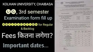 kolhan university UG Semester3 examination form fill up notification for old course#kolhanuniversity