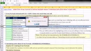 Ctrl + Shift + Enter: Excel Array Formulas 08: Array Formula: Multiple Values To Multiple Cells